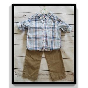 Carter's 2 PC Plaid Shirt W/Pants Set Size 18 MO